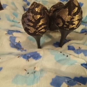 Black and gold heels